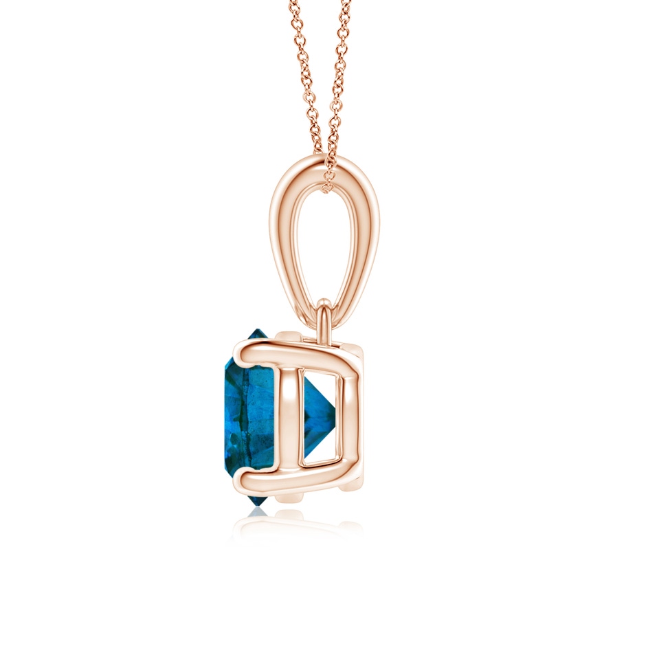 6.5mm AAA Classic Round Blue Diamond Solitaire Pendant in Rose Gold side-1