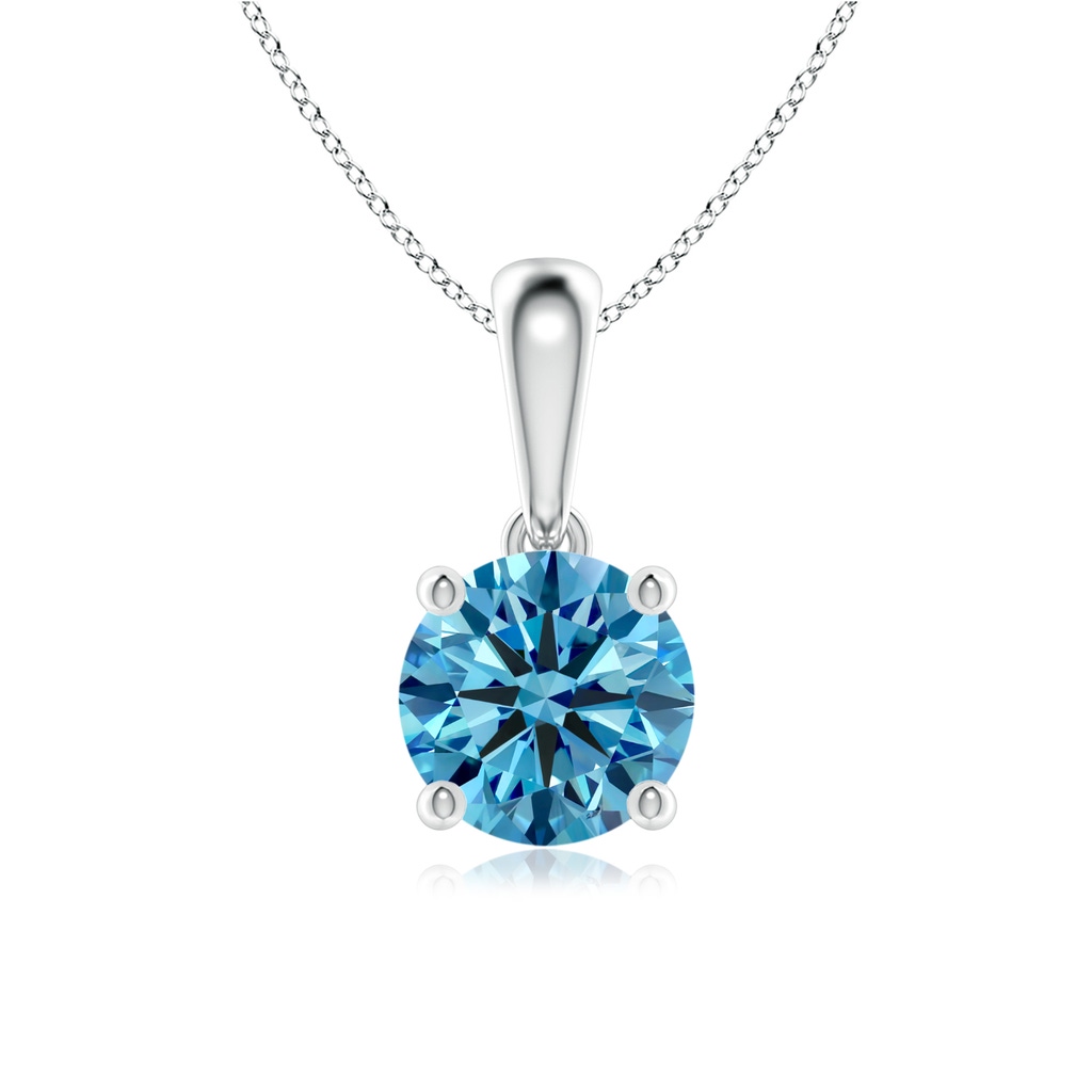6.4mm AAAA Classic Round Fancy Intense Blue Diamond Solitaire Pendant in P950 Platinum