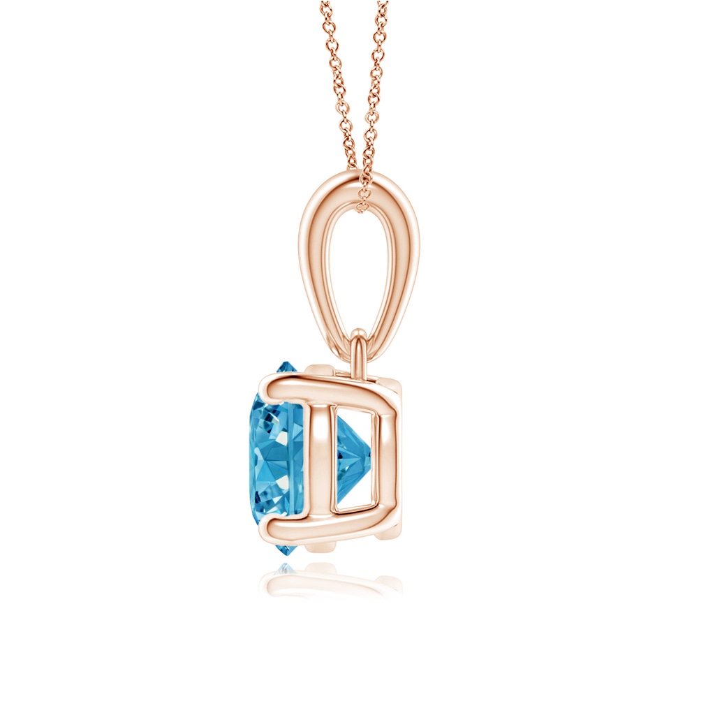 6.4mm AAAA Classic Round Fancy Intense Blue Diamond Solitaire Pendant in Rose Gold - side 199