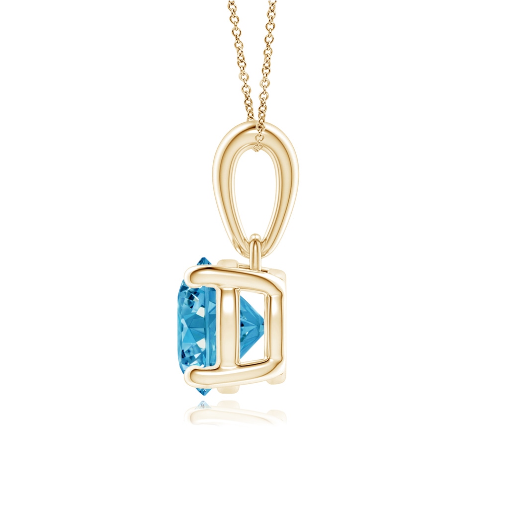 6.4mm AAAA Classic Round Fancy Intense Blue Diamond Solitaire Pendant in Yellow Gold - side 199