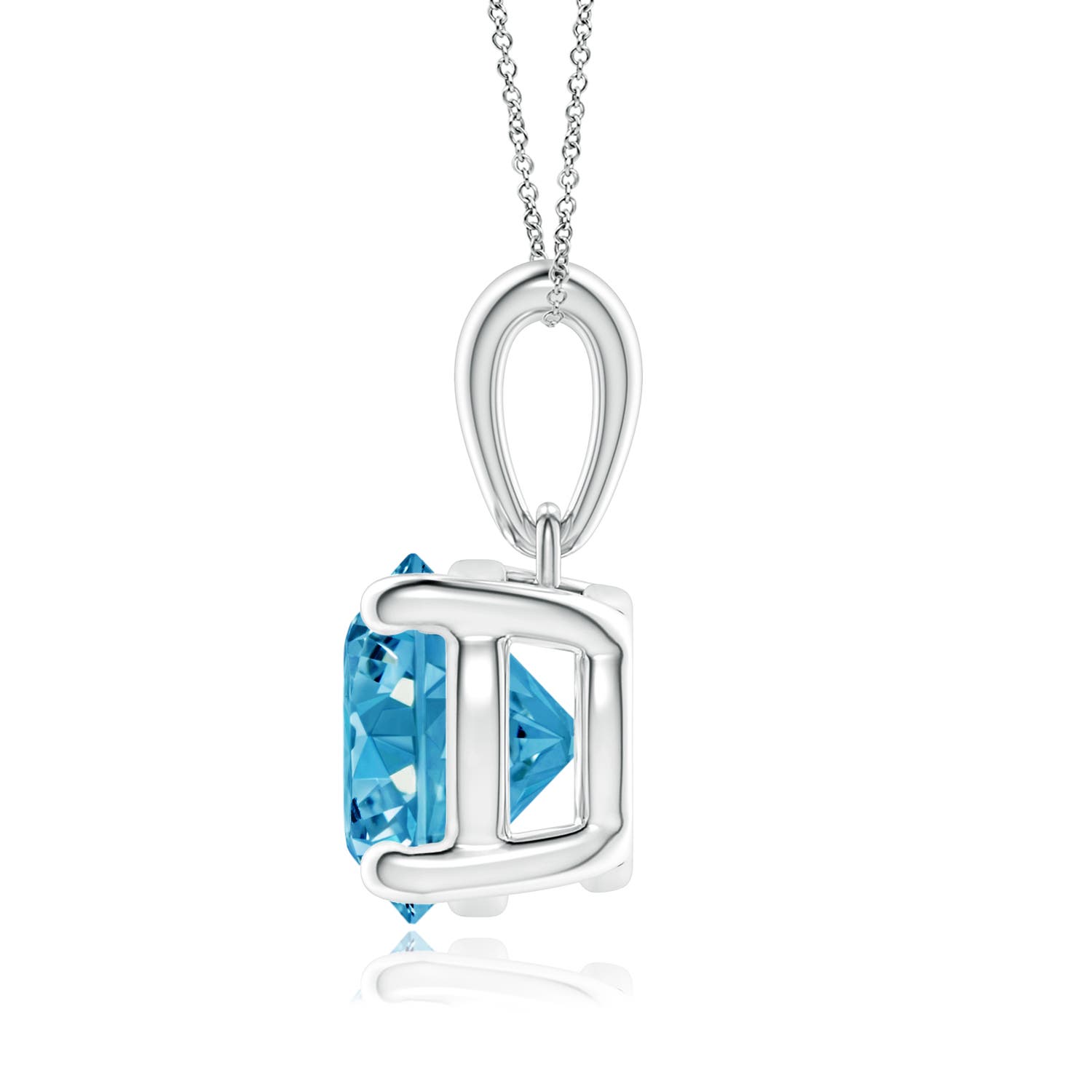 8mm AAAA Classic Round Fancy Intense Blue Diamond Solitaire Pendant in 18K White Gold