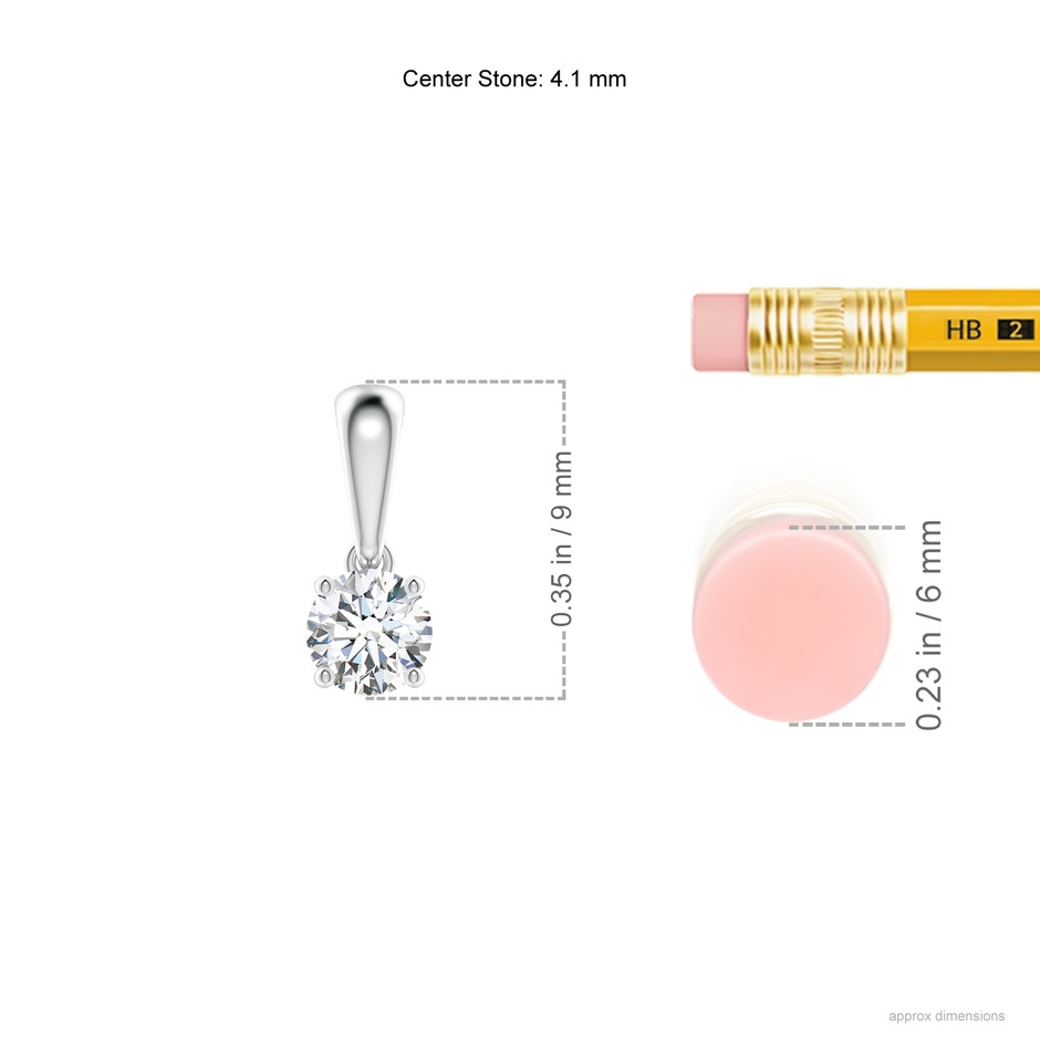4.1mm GVS2 Classic Round Diamond Solitaire Pendant in P950 Platinum ruler
