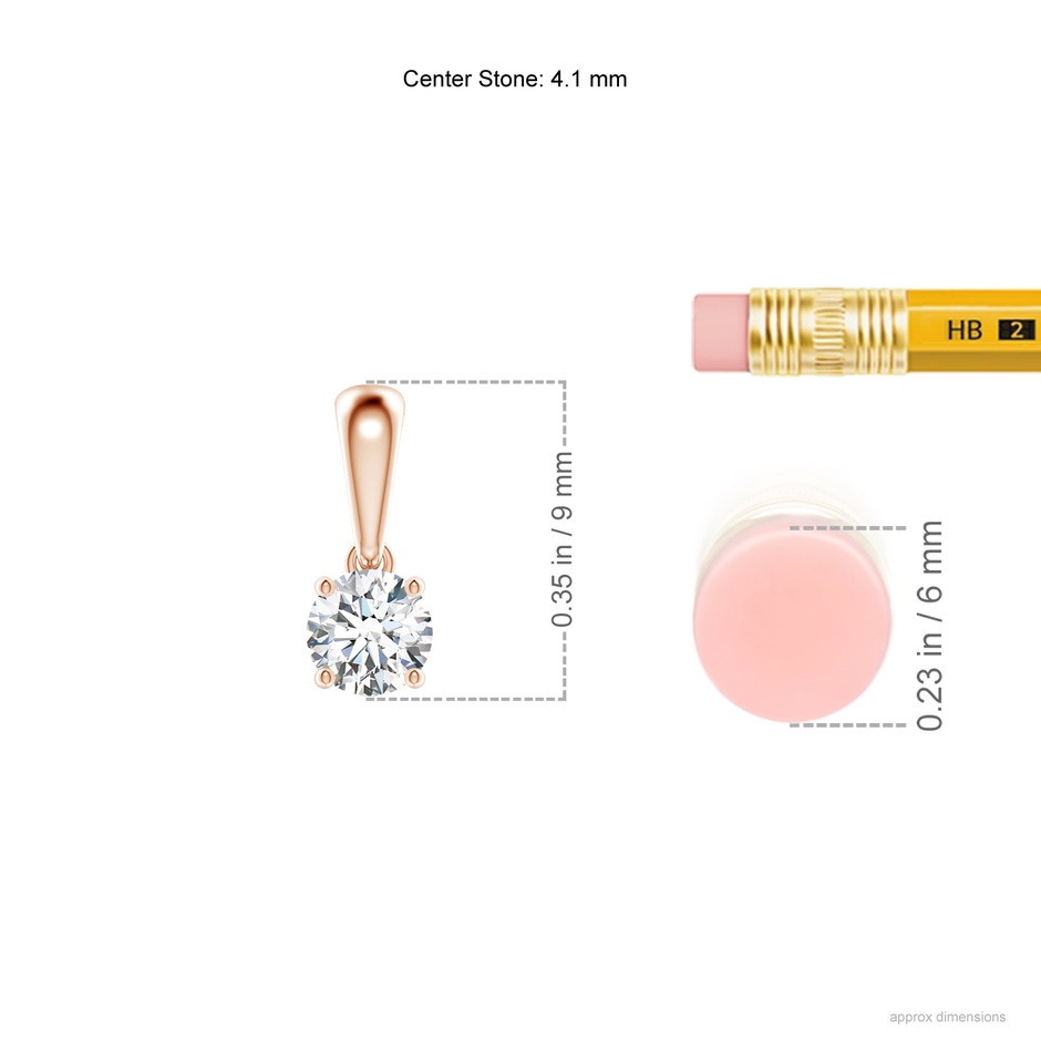 4.1mm GVS2 Classic Round Diamond Solitaire Pendant in Rose Gold ruler