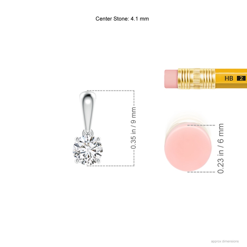 4.1mm HSI2 Classic Round Diamond Solitaire Pendant in White Gold ruler