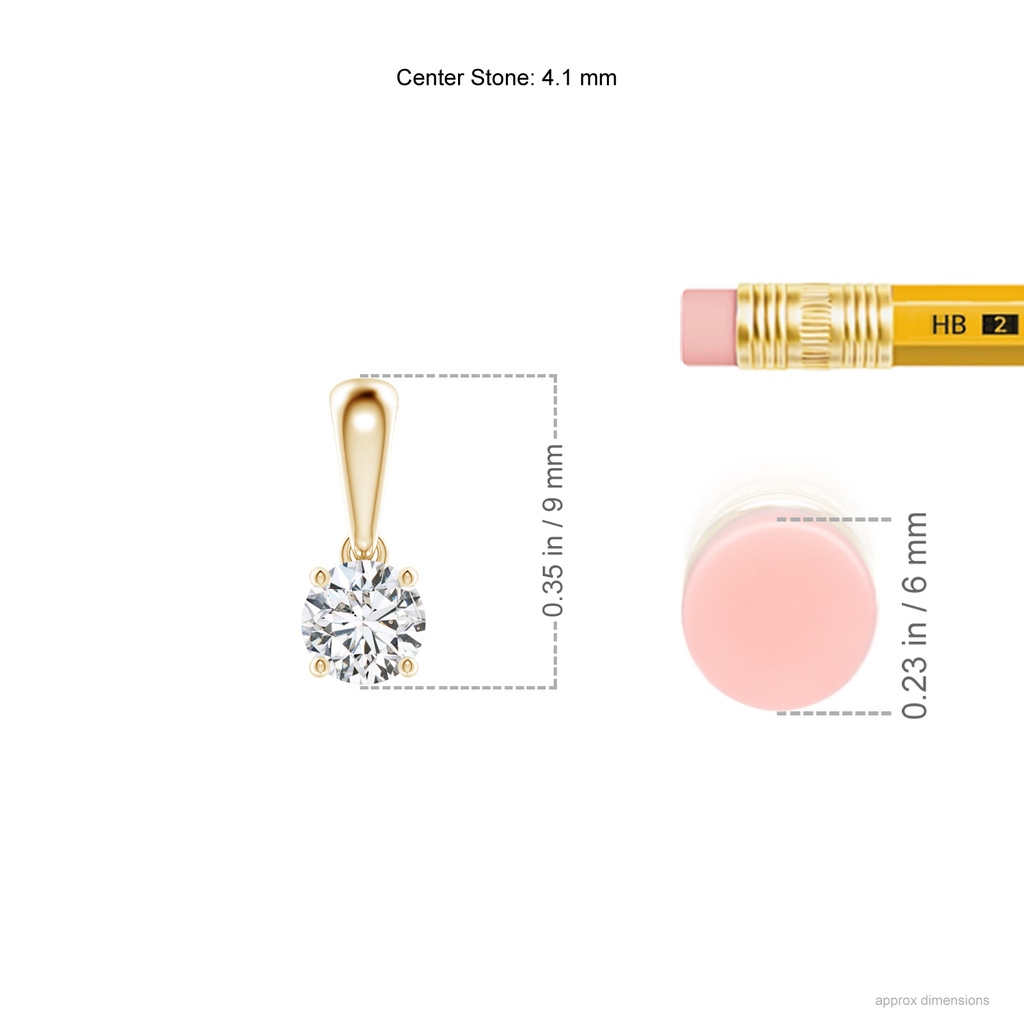 4.1mm HSI2 Classic Round Diamond Solitaire Pendant in Yellow Gold ruler