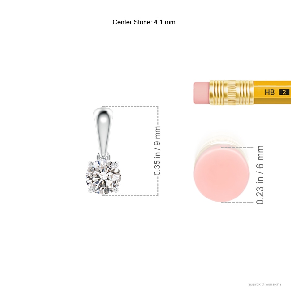 4.1mm IJI1I2 Classic Round Diamond Solitaire Pendant in P950 Platinum ruler