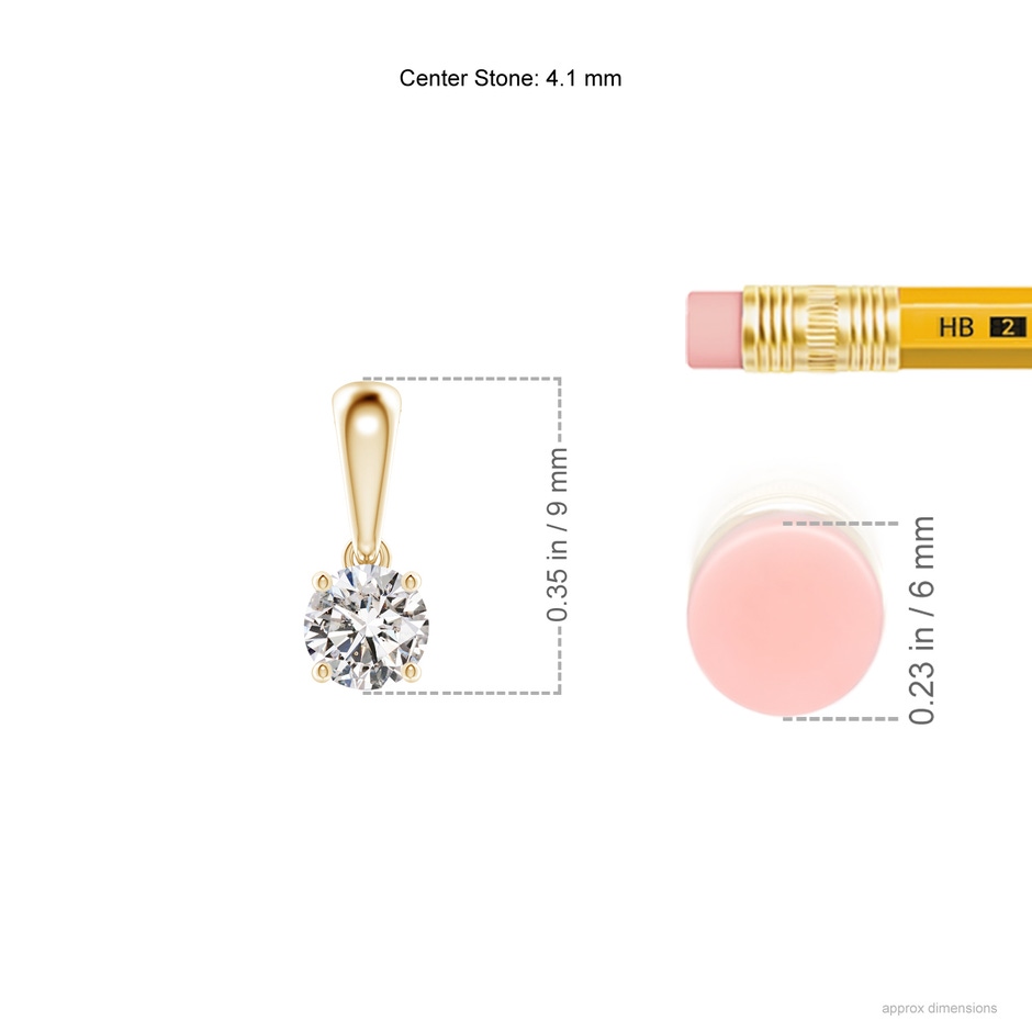 4.1mm IJI1I2 Classic Round Diamond Solitaire Pendant in Yellow Gold ruler