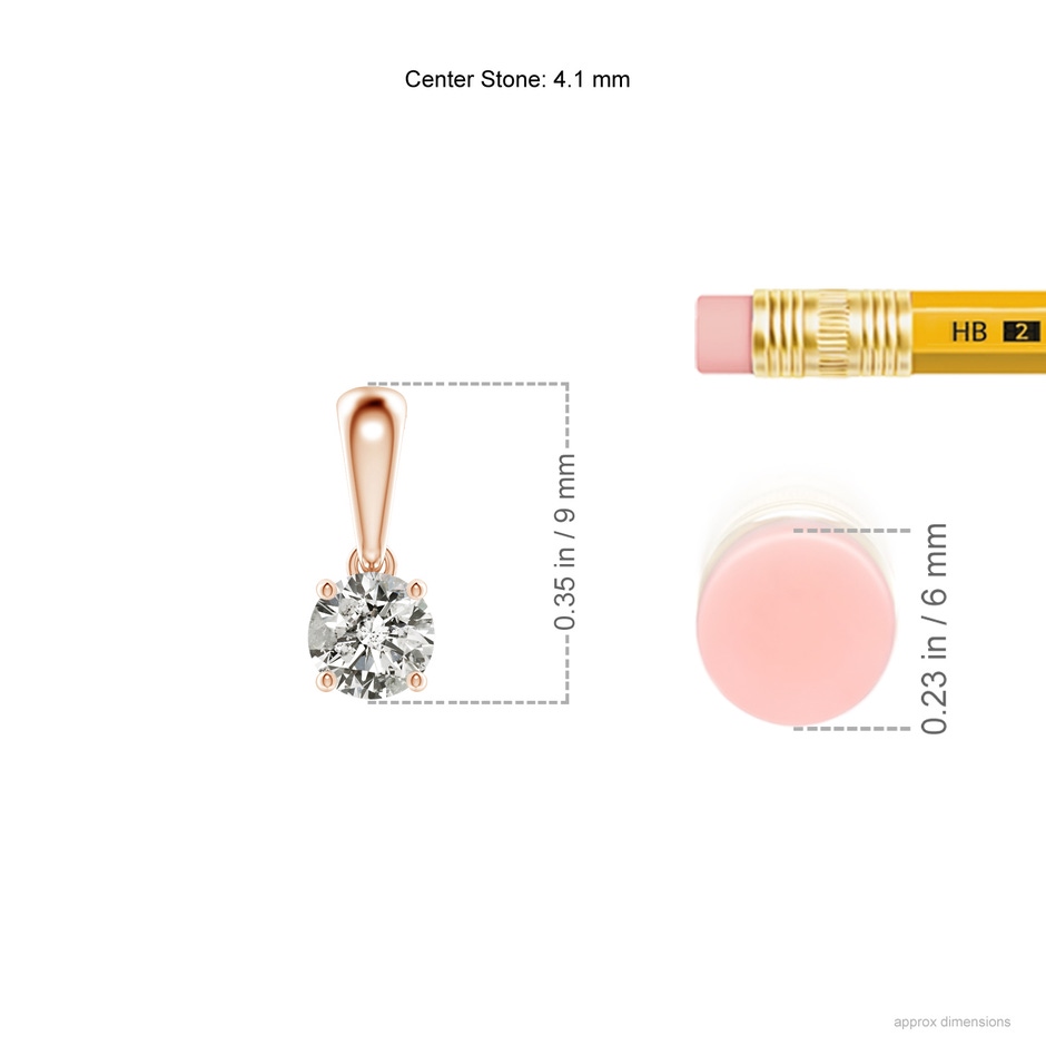 4.1mm KI3 Classic Round Diamond Solitaire Pendant in Rose Gold ruler
