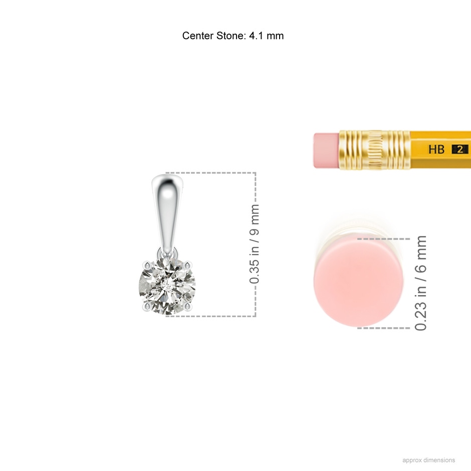 4.1mm KI3 Classic Round Diamond Solitaire Pendant in White Gold ruler