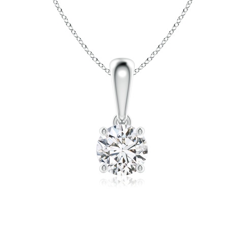 5.1mm HSI2 Classic Round Diamond Solitaire Pendant in 18K White Gold