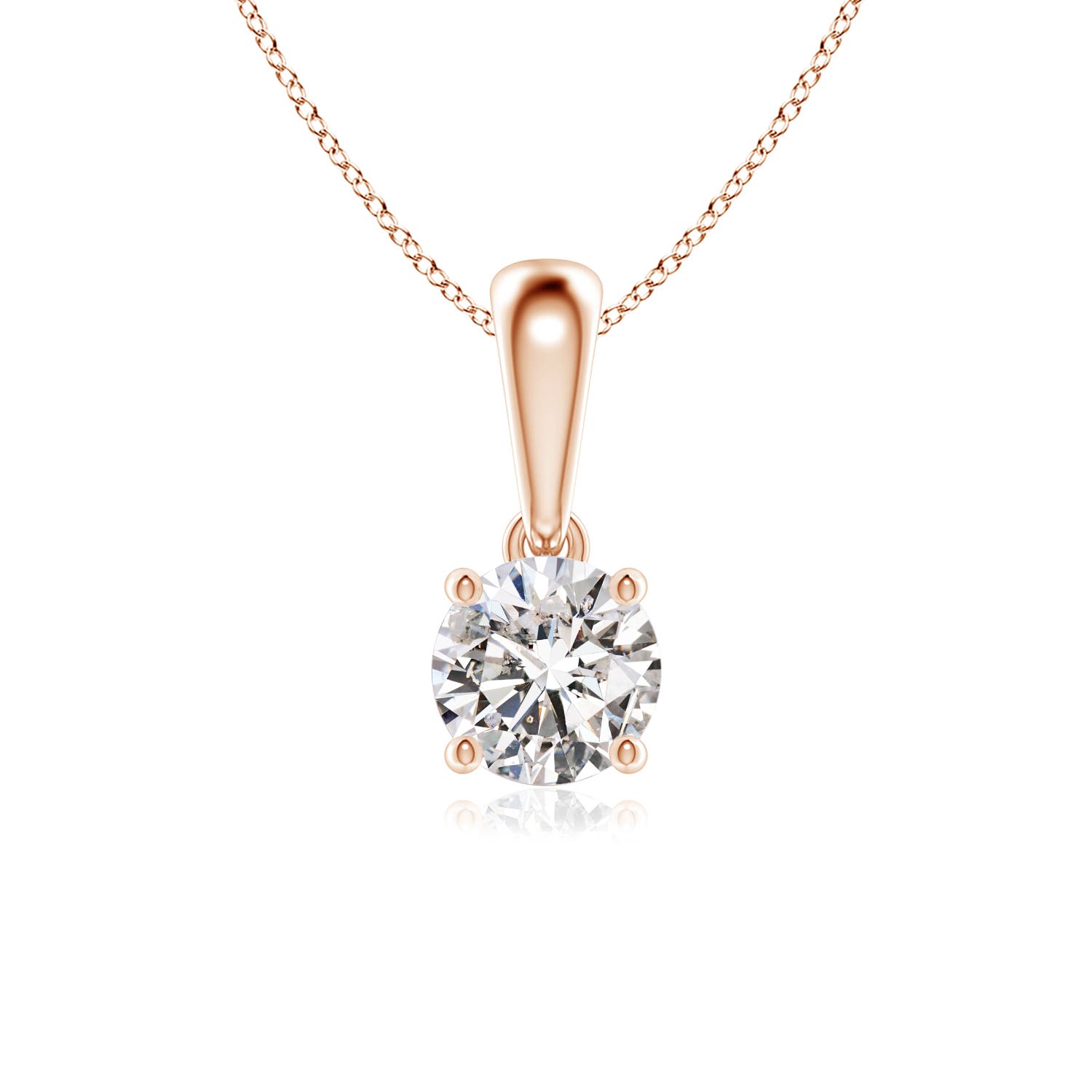 5.1mm IJI1I2 Classic Round Diamond Solitaire Pendant in 18K Rose Gold