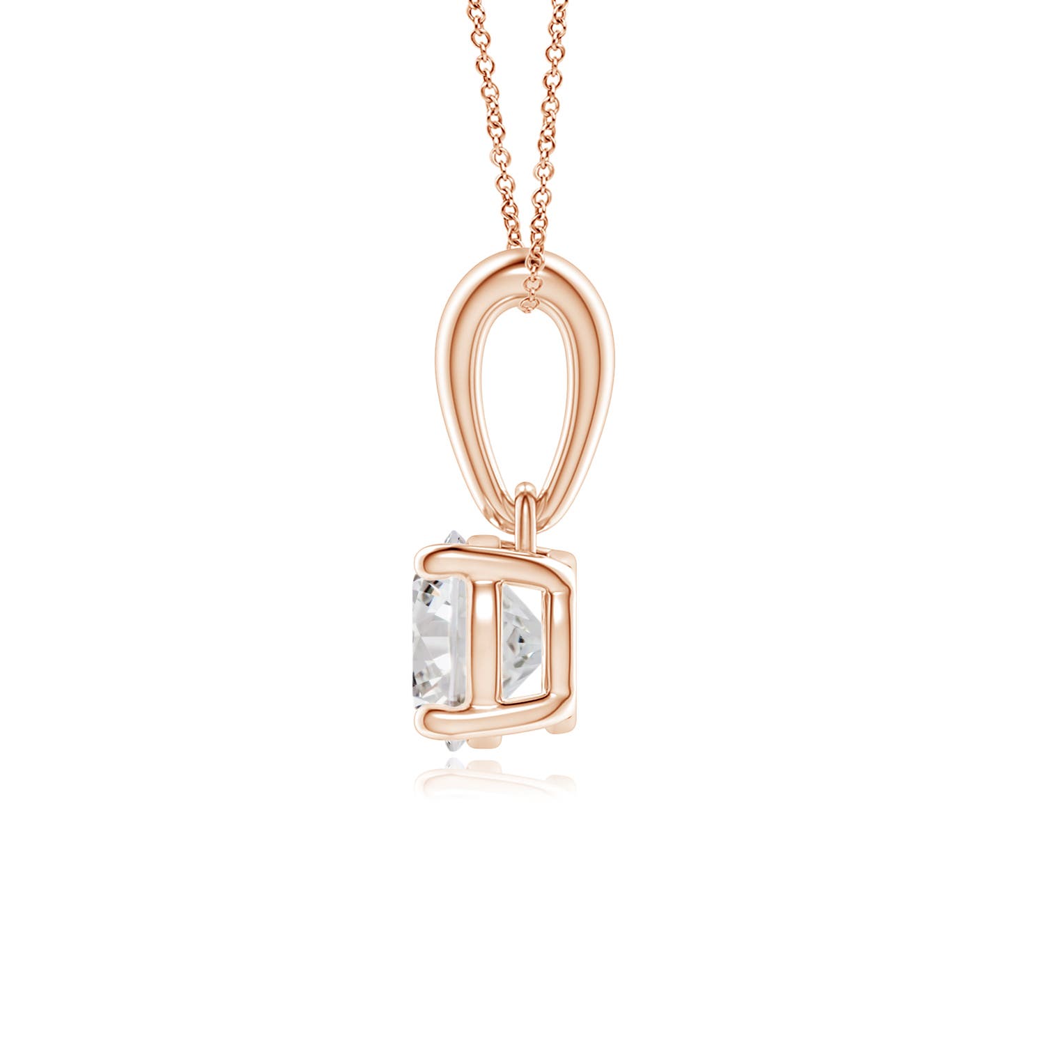 5.1mm IJI1I2 Classic Round Diamond Solitaire Pendant in 18K Rose Gold