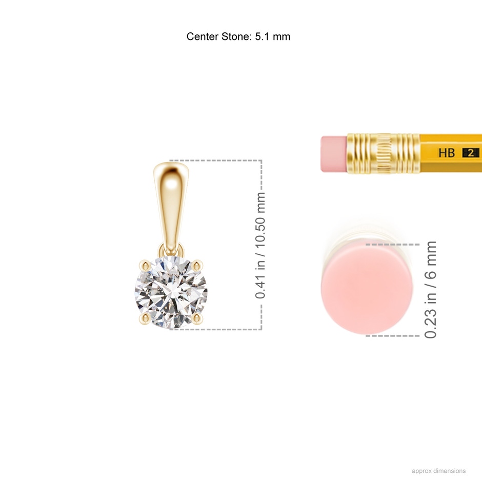 5.1mm IJI1I2 Classic Round Diamond Solitaire Pendant in Yellow Gold ruler