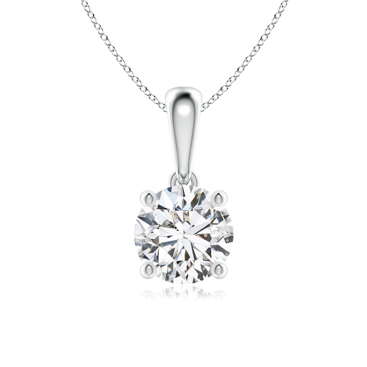 6.4mm HSI2 Classic Round Diamond Solitaire Pendant in 18K White Gold