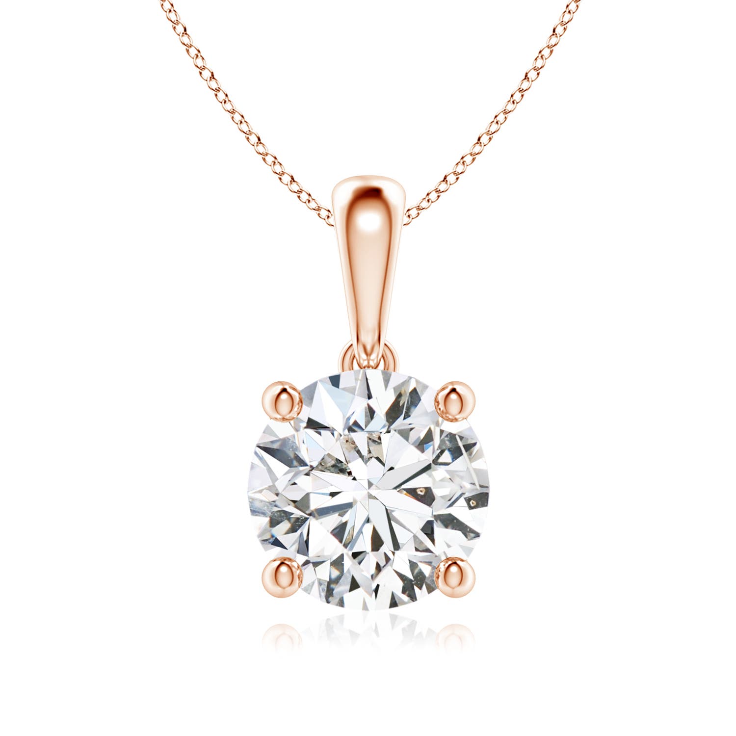 7.4mm HSI2 Classic Round Diamond Solitaire Pendant in Rose Gold