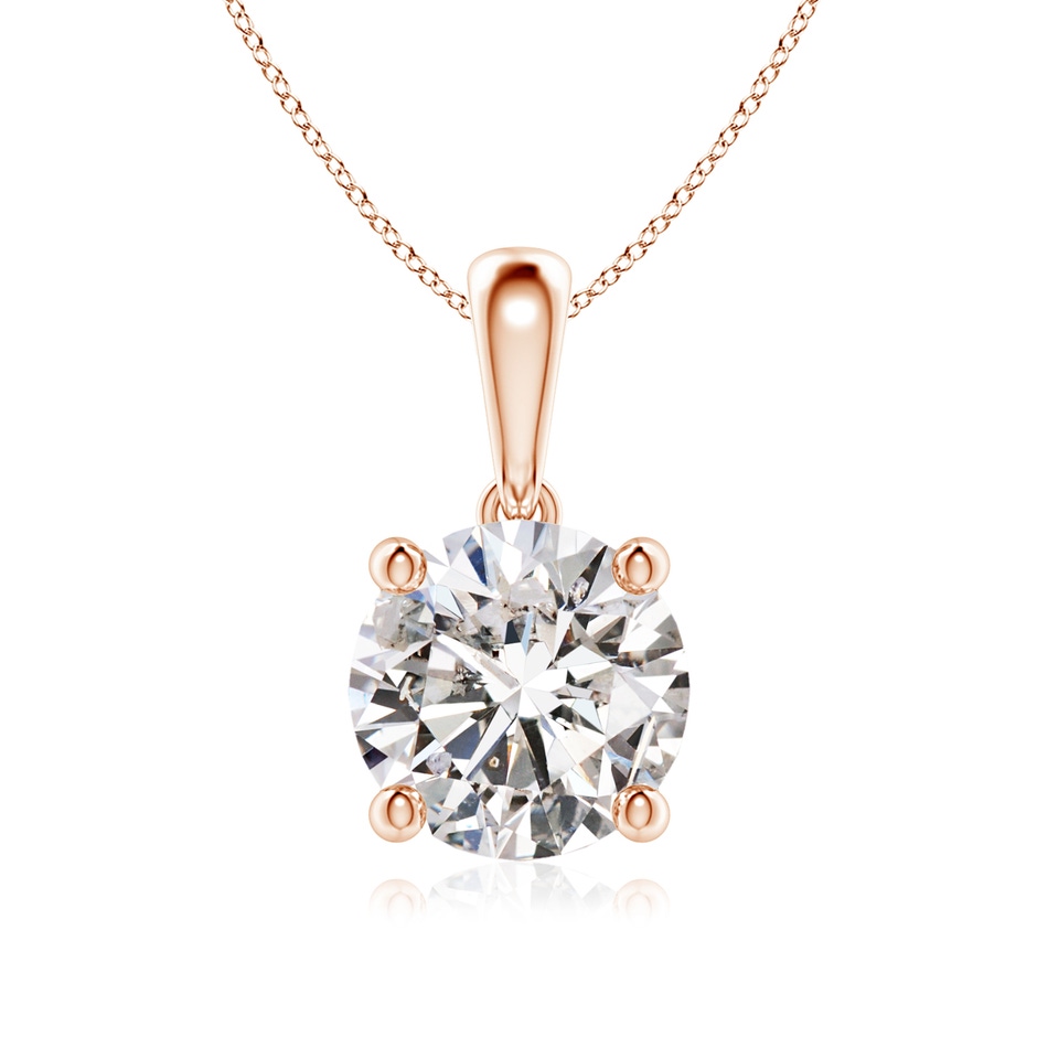 7.4mm IJI1I2 Classic Round Diamond Solitaire Pendant in Rose Gold 