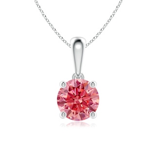 6.4mm AAAA Classic Round Fancy Intense Pink Diamond Solitaire Pendant in P950 Platinum