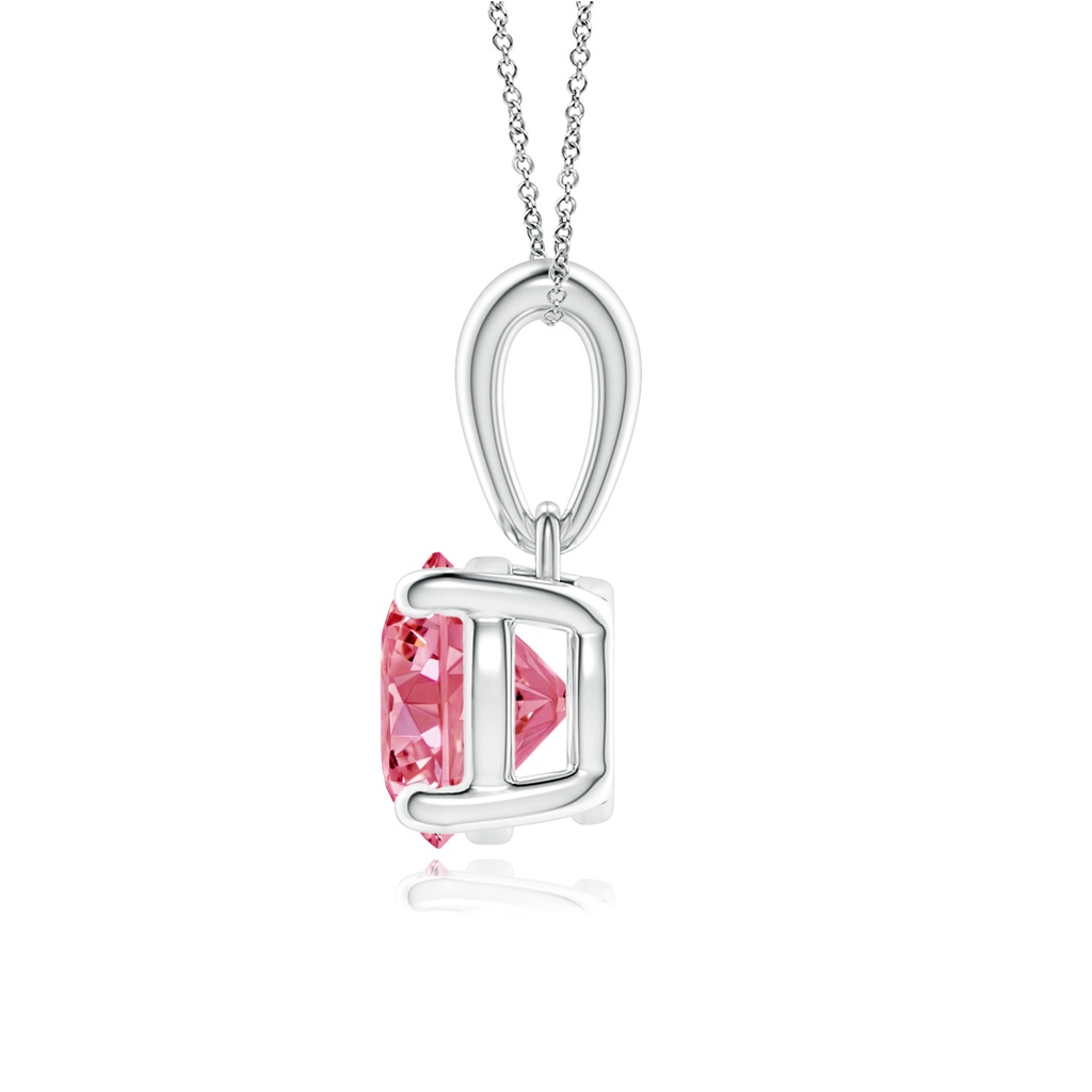 6.4mm AAAA Classic Round Fancy Intense Pink Diamond Solitaire Pendant in P950 Platinum - side 199