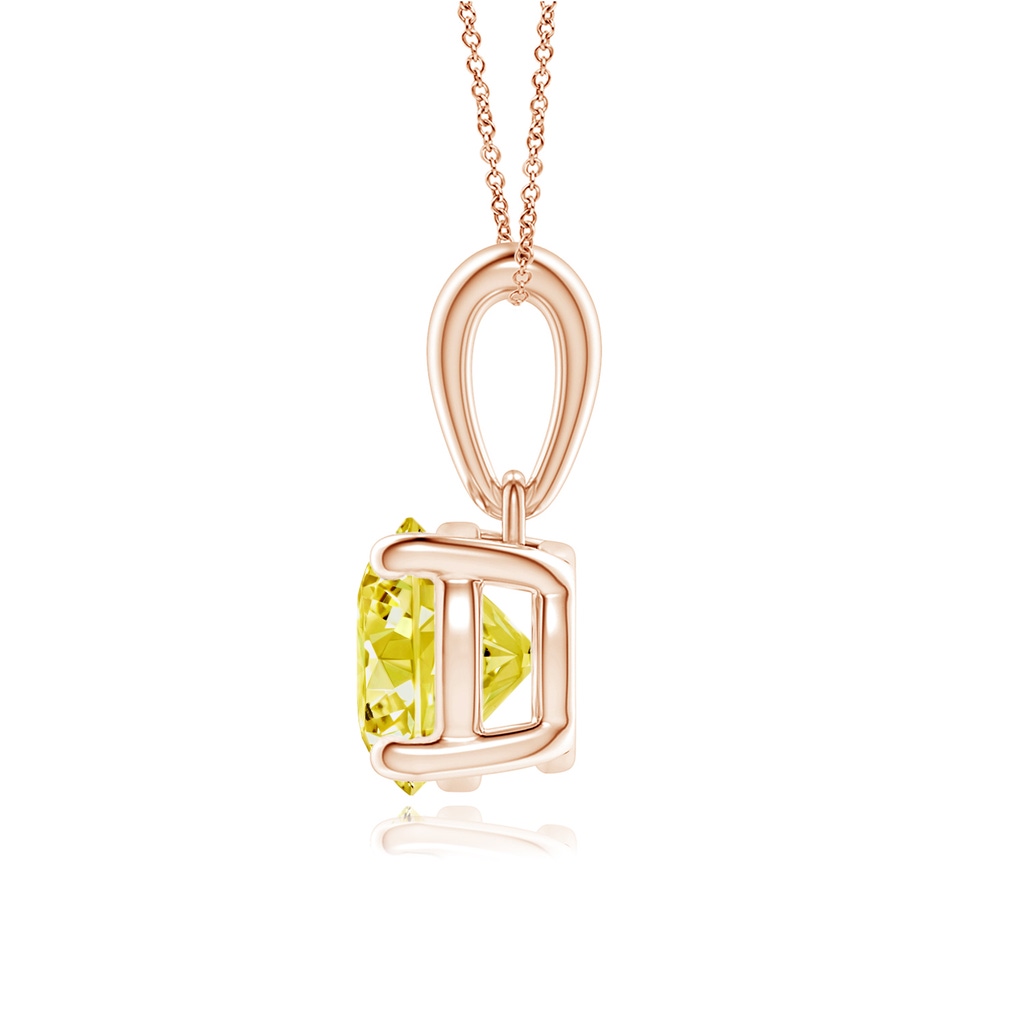 6.4mm AAAA Classic Round Fancy Intense Yellow Diamond Solitaire Pendant in Rose Gold - side 199