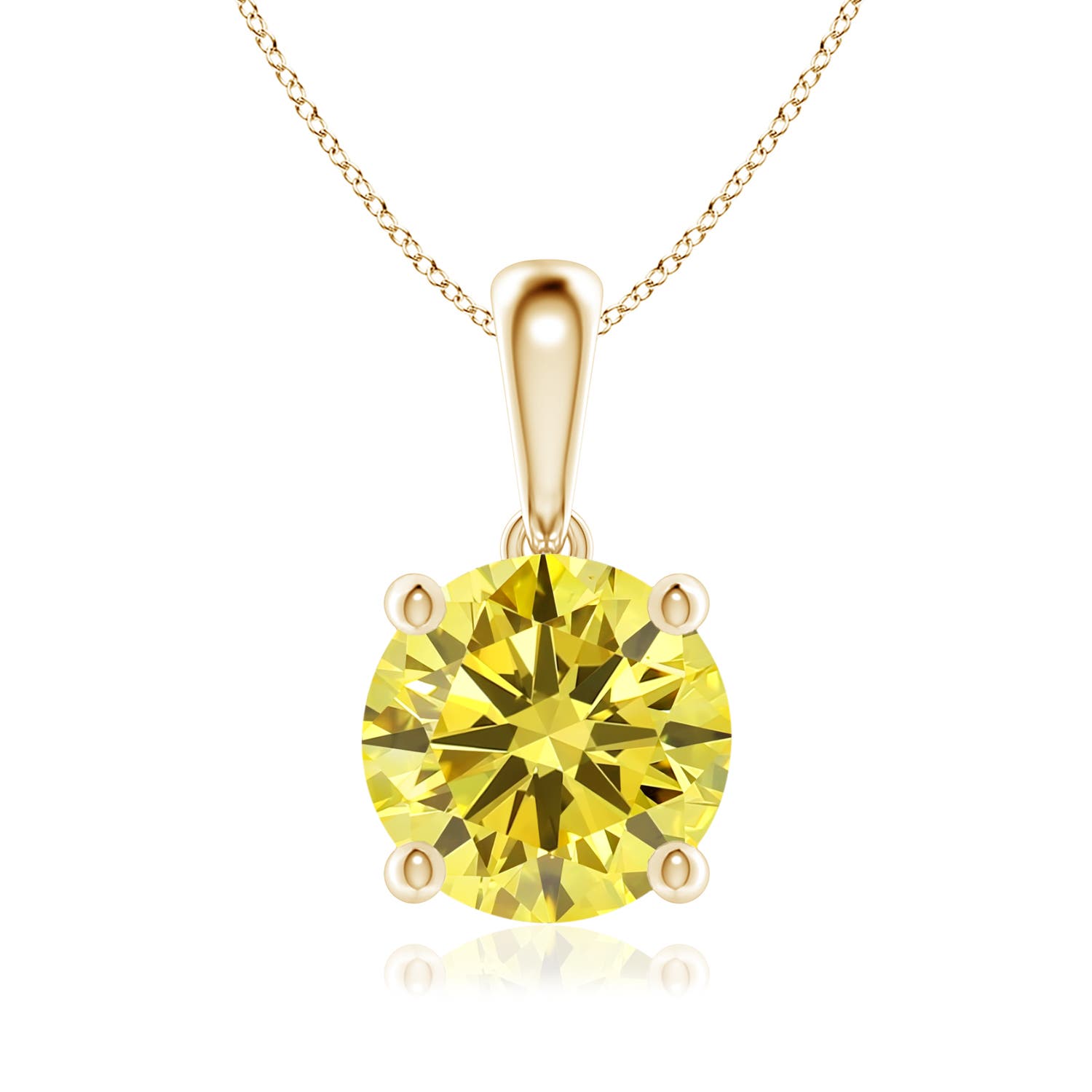 Angara 2.0 CTW Classic Solitaire Prong-Set Round Fancy Intense Yellow Diamond Pendant in 18K Yellow Gold