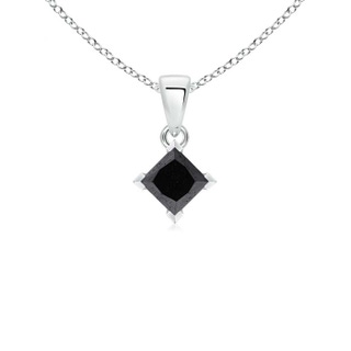 4.4mm A Princess-Cut Black Diamond Solitaire Pendant in White Gold