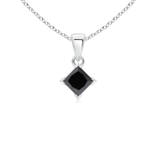 4.4mm AA Princess-Cut Black Diamond Solitaire Pendant in White Gold