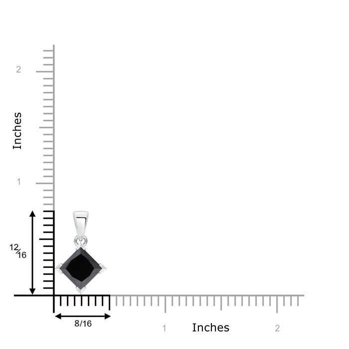 7mm AA Princess-Cut Black Diamond Solitaire Pendant in White Gold product image