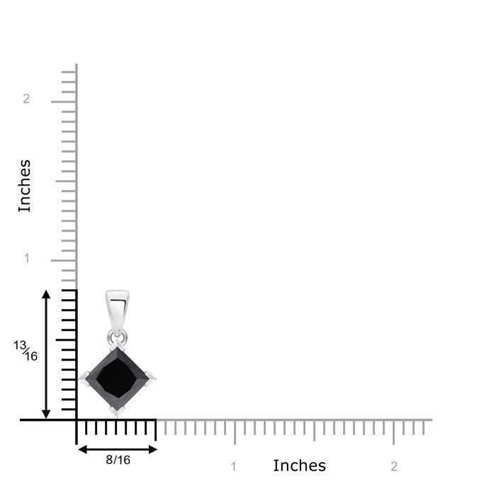 8.1mm AA Princess-Cut Black Diamond Solitaire Pendant in White Gold product image