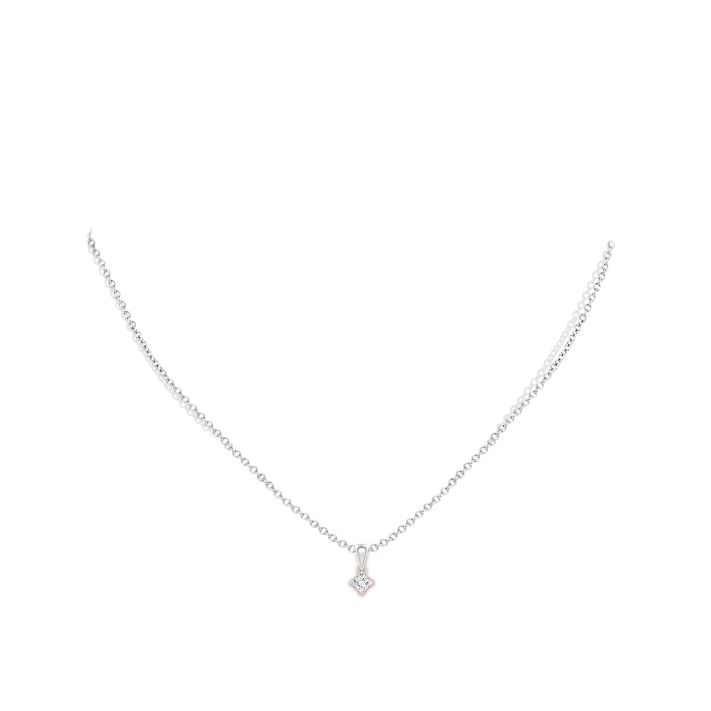 3.5mm GVS2 Princess-Cut Diamond Solitaire Pendant in White Gold Body-Neck