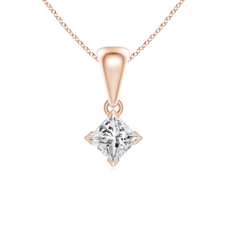 3.5mm IJI1I2 Princess-Cut Diamond Solitaire Pendant in Rose Gold