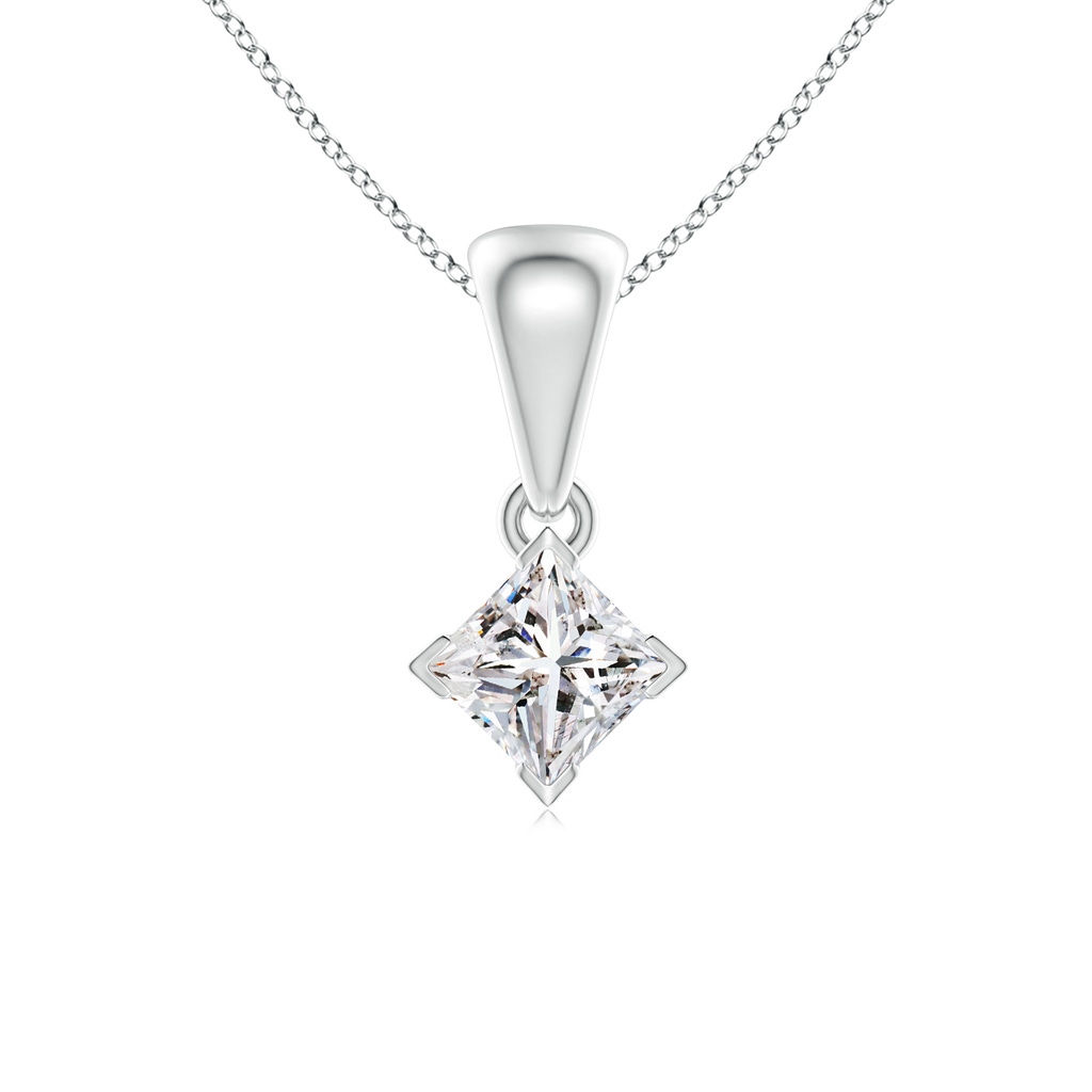 3.5mm IJI1I2 Princess-Cut Diamond Solitaire Pendant in White Gold