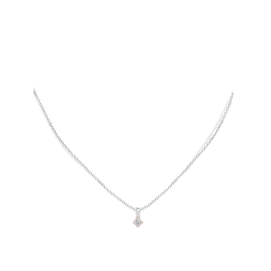 3.5mm IJI1I2 Princess-Cut Diamond Solitaire Pendant in White Gold body-neck