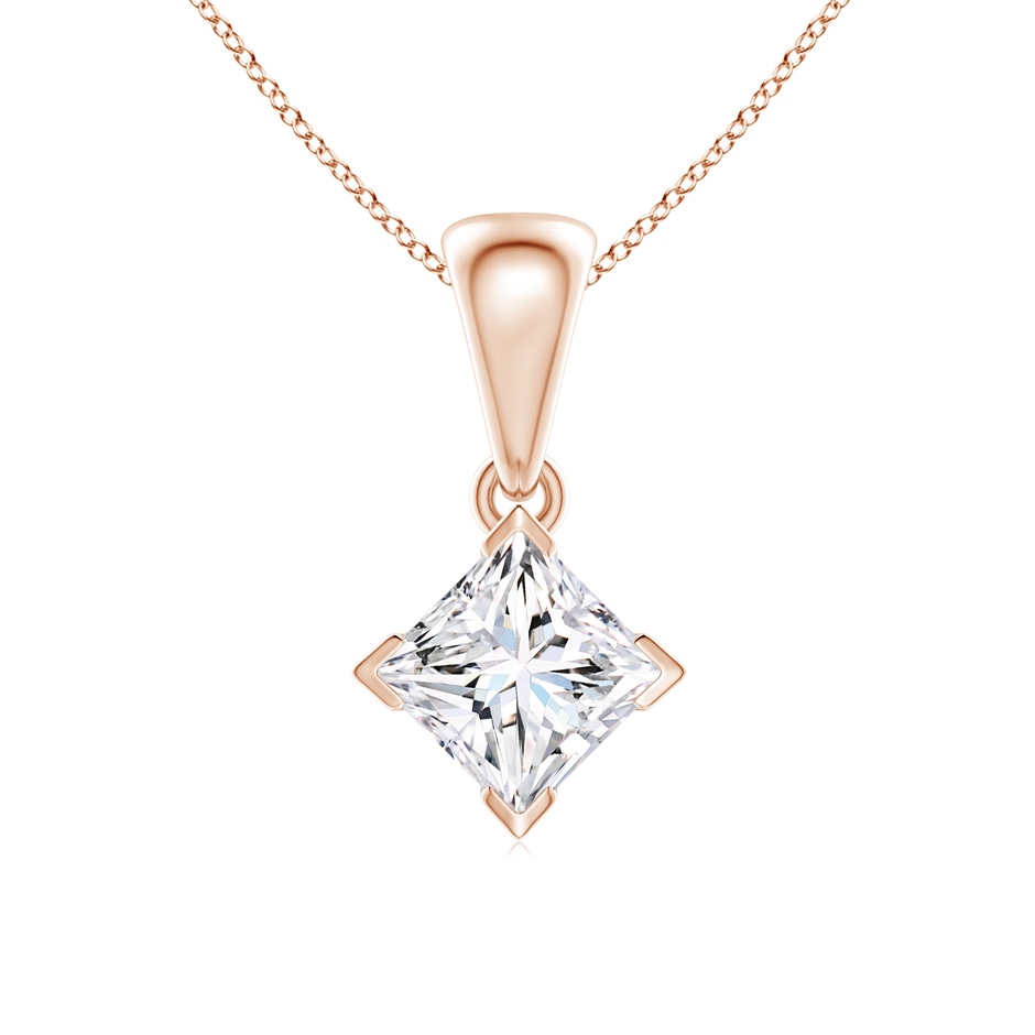 4.4mm GVS2 Princess-Cut Diamond Solitaire Pendant in 10K Rose Gold 