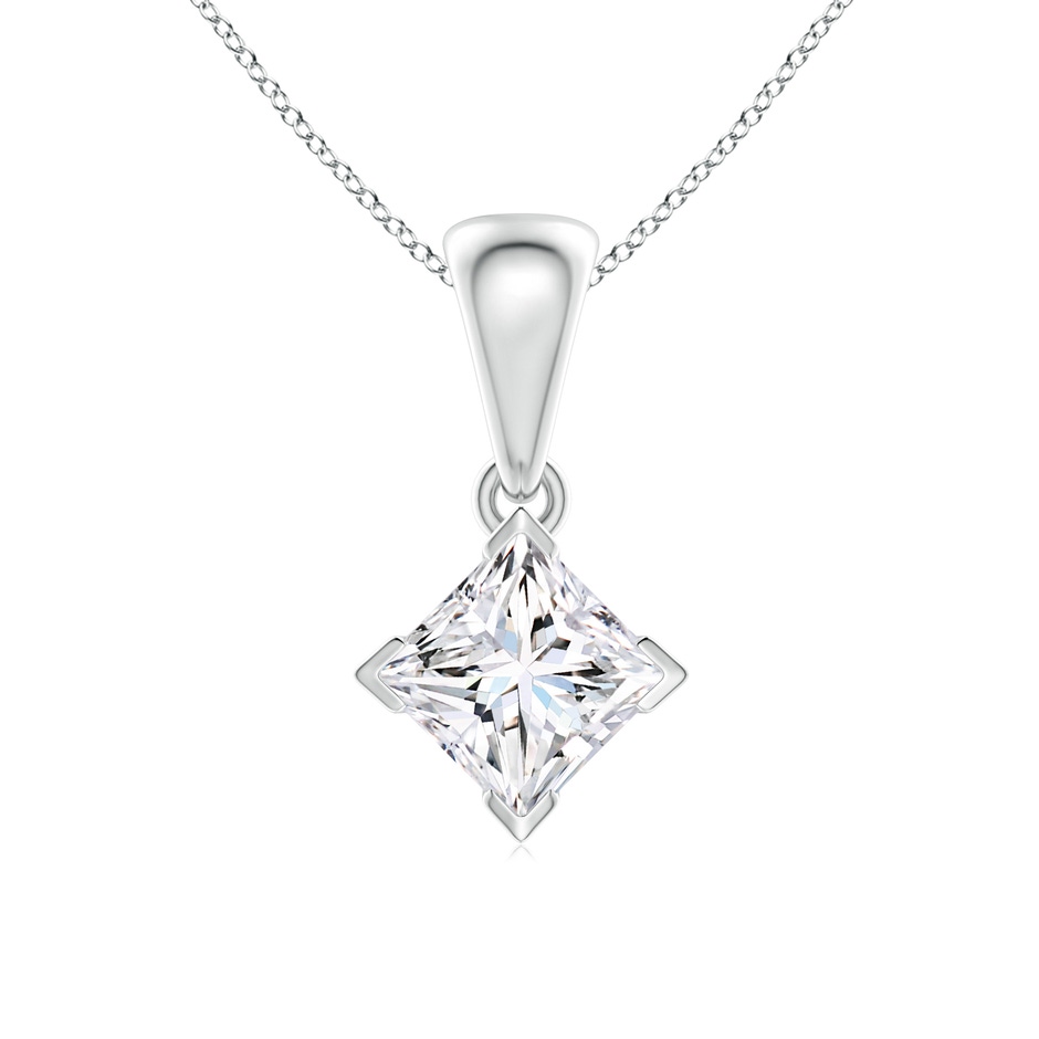 4.4mm GVS2 Princess-Cut Diamond Solitaire Pendant in White Gold 