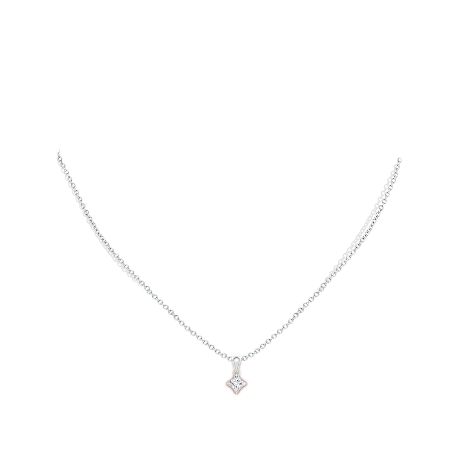 4.4mm GVS2 Princess-Cut Diamond Solitaire Pendant in White Gold body-neck