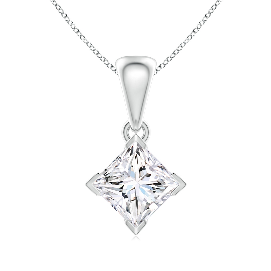 5.1mm GVS2 Princess-Cut Diamond Solitaire Pendant in White Gold 