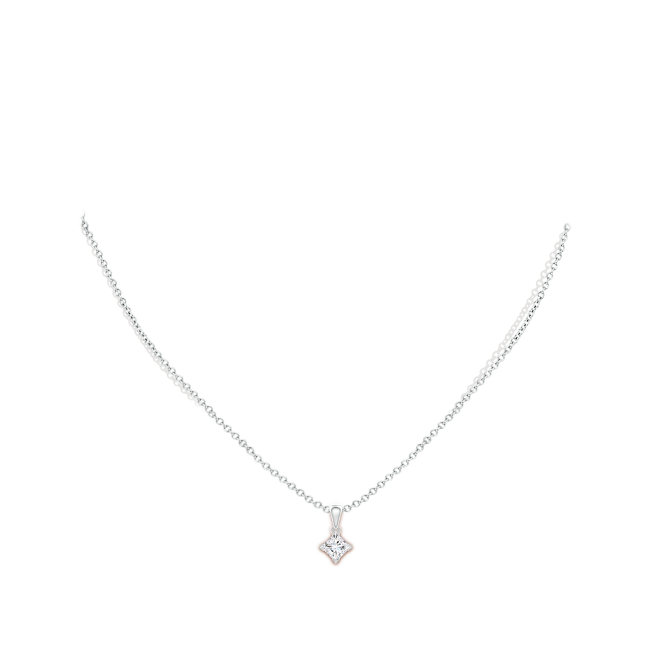 5.1mm GVS2 Princess-Cut Diamond Solitaire Pendant in White Gold body-neck