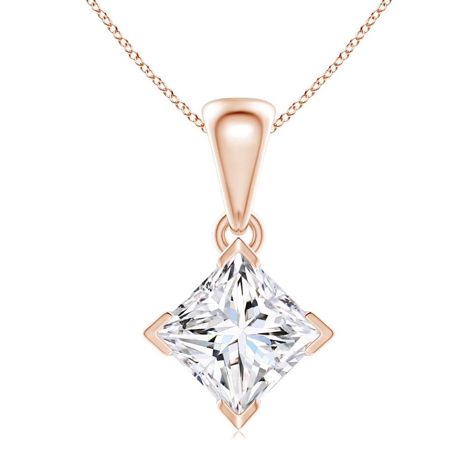 5.5mm GVS2 Princess-Cut Diamond Solitaire Pendant in Rose Gold 