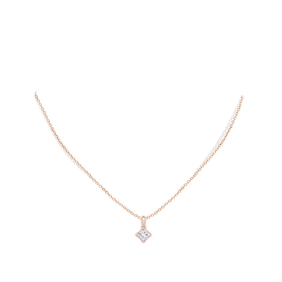 5.5mm GVS2 Princess-Cut Diamond Solitaire Pendant in Rose Gold body-neck