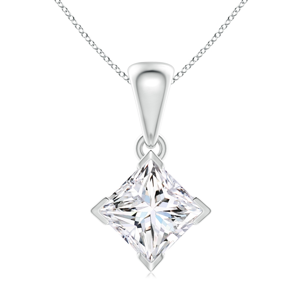5.5mm GVS2 Princess-Cut Diamond Solitaire Pendant in White Gold