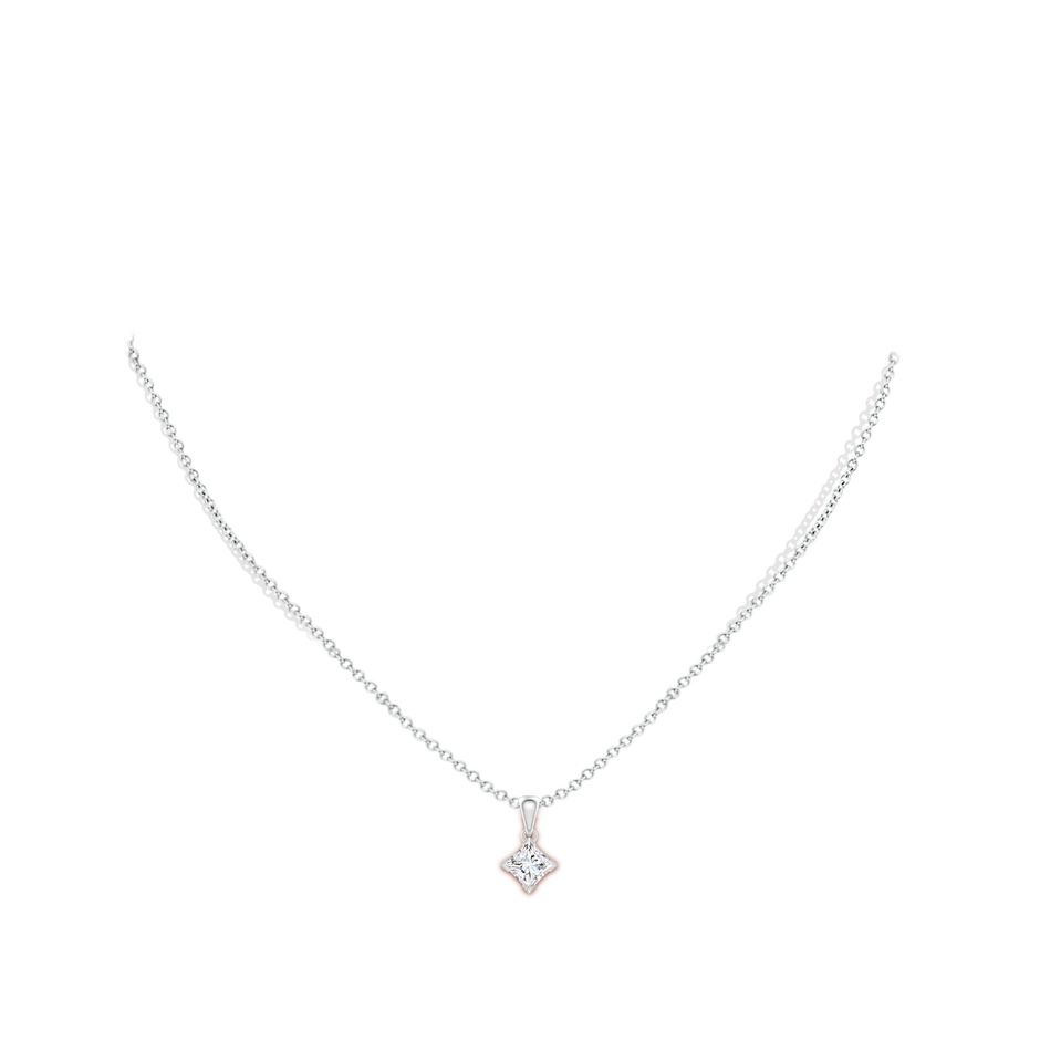 5.5mm GVS2 Princess-Cut Diamond Solitaire Pendant in White Gold body-neck