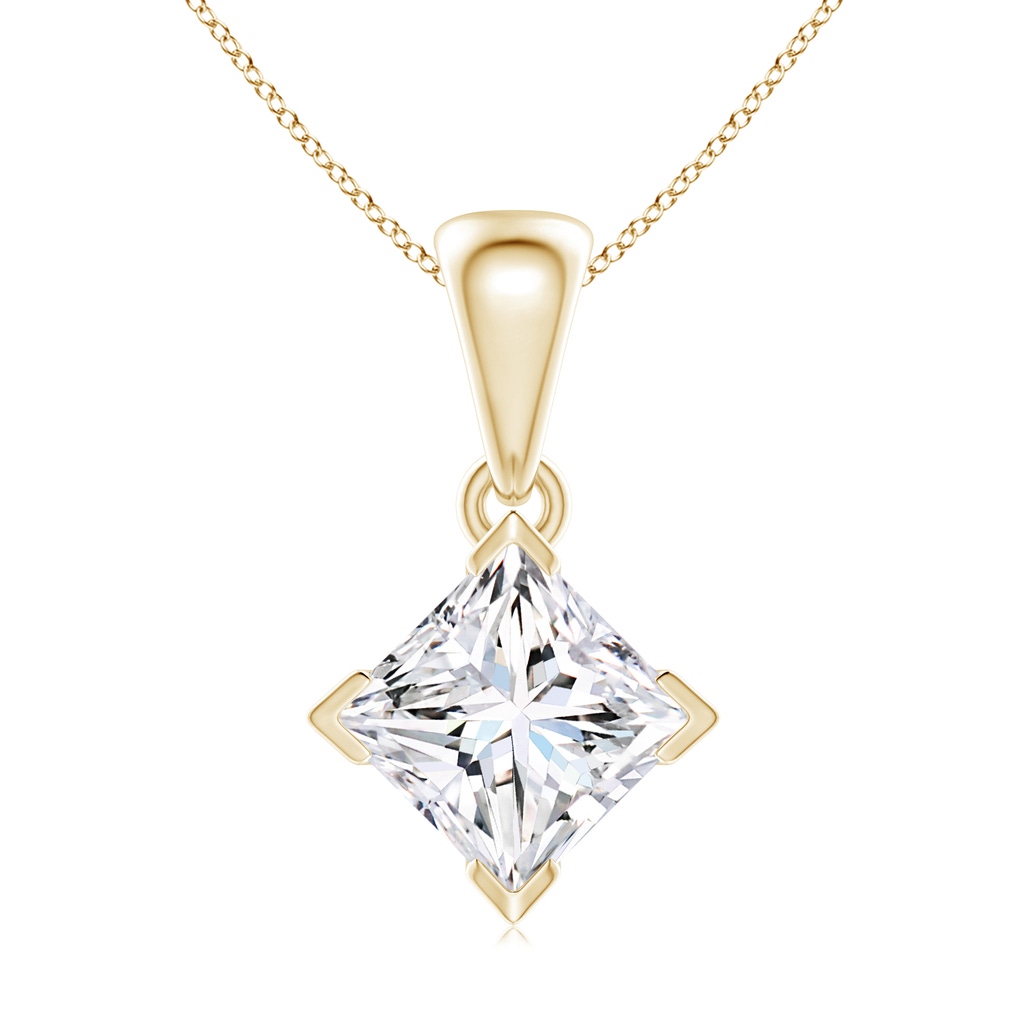 5.5mm GVS2 Princess-Cut Diamond Solitaire Pendant in Yellow Gold 