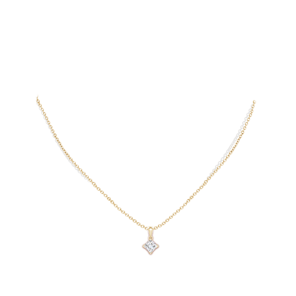 5.5mm GVS2 Princess-Cut Diamond Solitaire Pendant in Yellow Gold Body-Neck