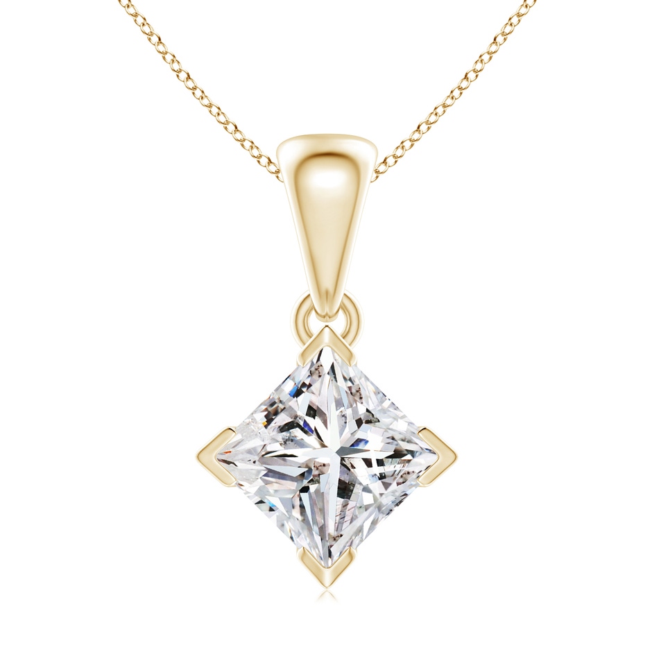5.5mm IJI1I2 Princess-Cut Diamond Solitaire Pendant in Yellow Gold 
