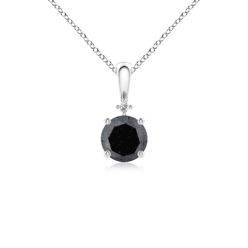 5.2mm A Round Black Diamond Solitaire Pendant in White Gold 