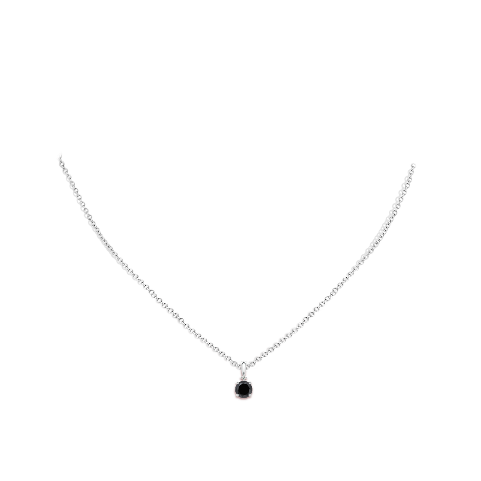 5.2mm AA Round Black Diamond Solitaire Pendant in P950 Platinum body-neck