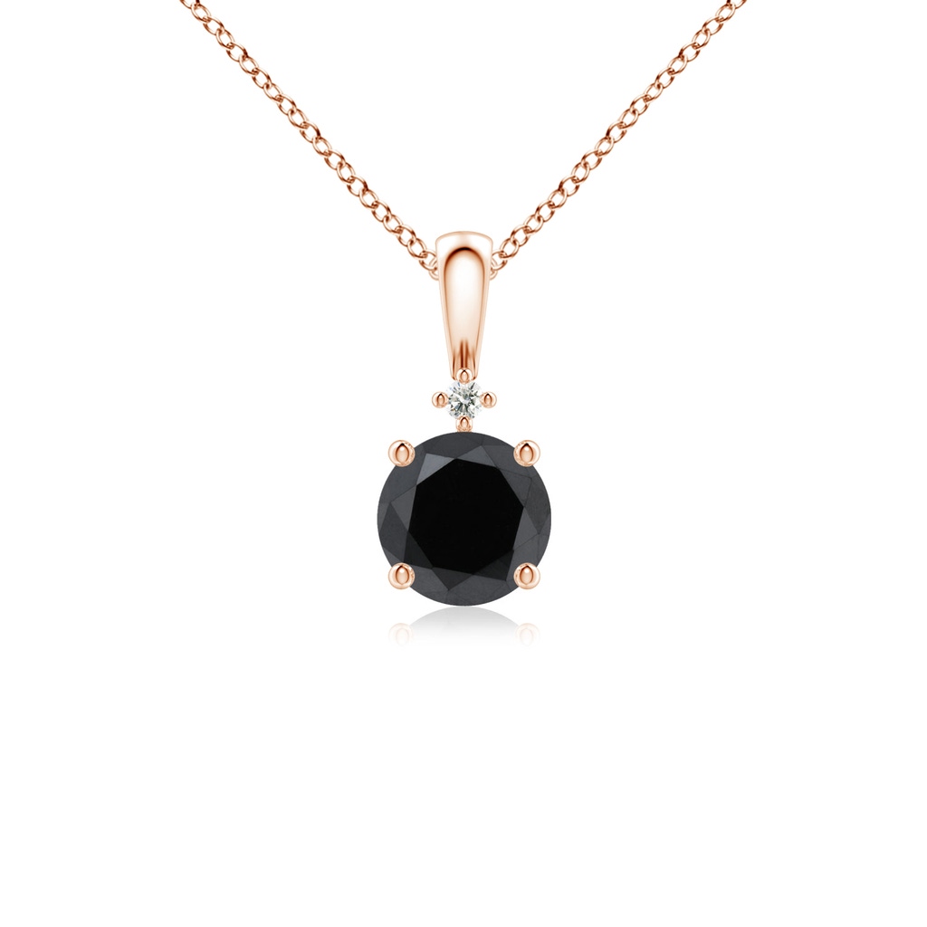 5.2mm AA Round Black Diamond Solitaire Pendant in Rose Gold