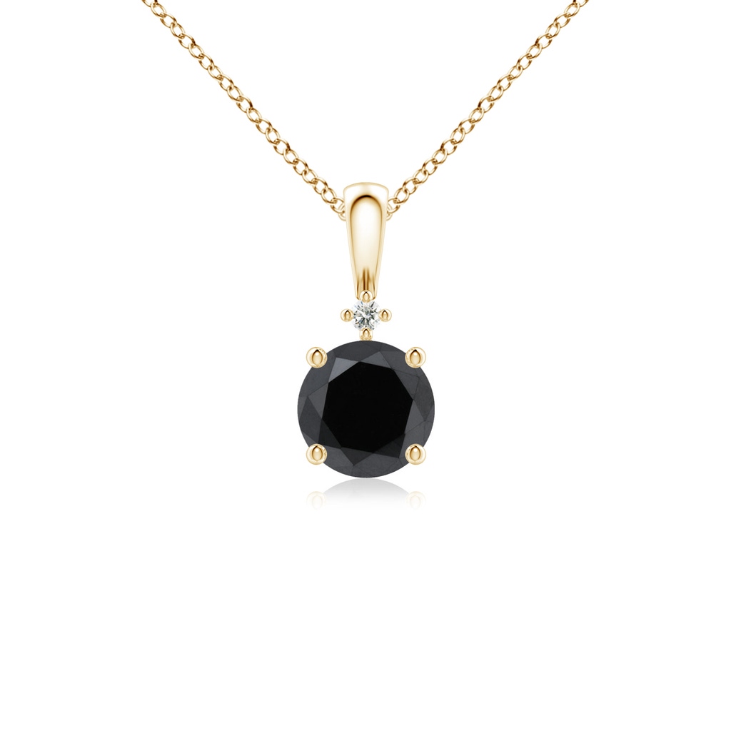 5.2mm AA Round Black Diamond Solitaire Pendant in Yellow Gold