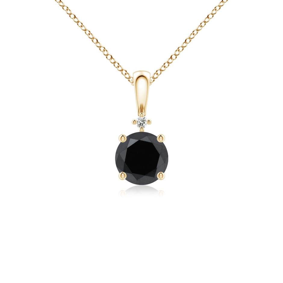 5.2mm AA Round Black Diamond Solitaire Pendant in Yellow Gold 