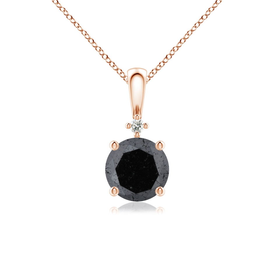 6.5mm A Round Black Diamond Solitaire Pendant in Rose Gold 